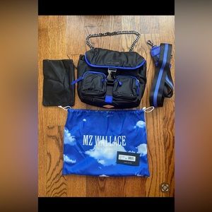 MZ WALLACE Medium Handbag/crossbody
Black and cobalt 

$175